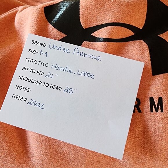 Under Armour Light Orange Cotton Poly Loose Hoodie Black Logo Women's Medium - Picture 6 of 6